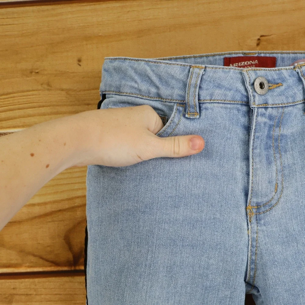 Arizona Skinny Jeans Girls Size 14 Blue‎ Cotton Blend Light Wash Mid Rise